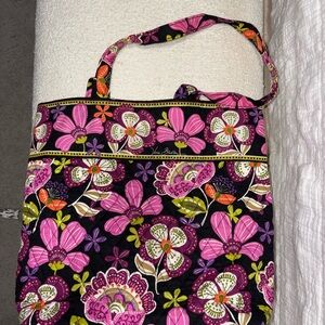 Vera Bradley Black Tote with Pink & Green Floral Print